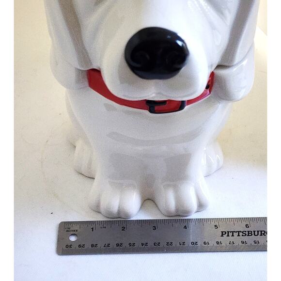 COOKIE/TREAT JAR/Basset Hound-White-Red Collar (Not Pioneer Woman)-10" Tall - Picture 13 of 16